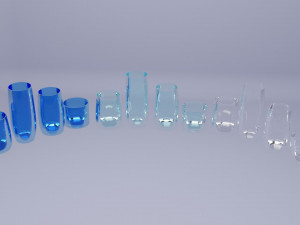 Round glass cups 3D 模型