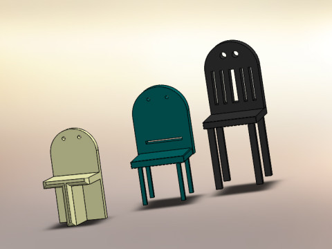 3 plastic chairs collection Modelo 3D