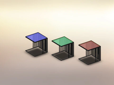 Kolekcja 3 nowoczesnych stoł&oacute;w w 3 r&oacute;żnych kolorach każdy Model 3D