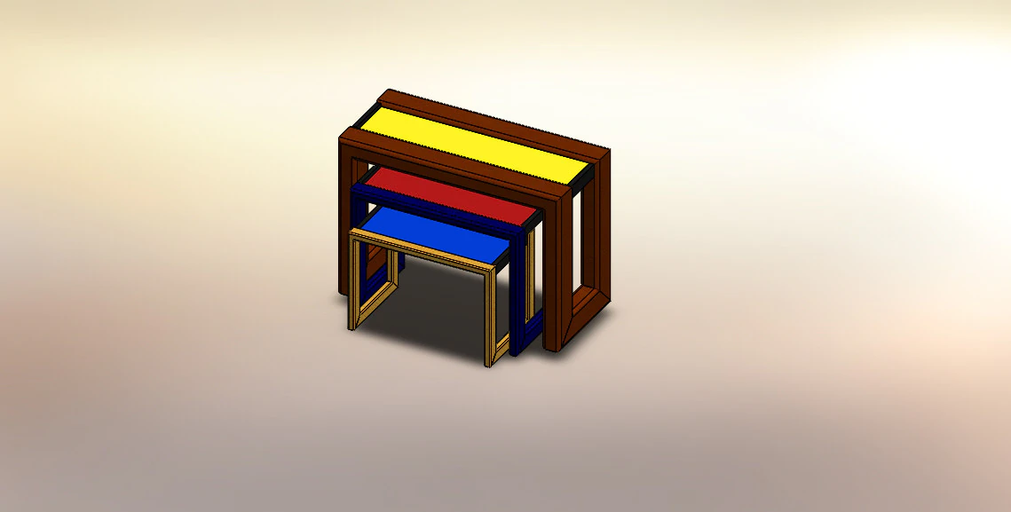 Collection of 3 tables different color each 3D Model .c4d .max .obj .3ds .fbx .stl .blend 
