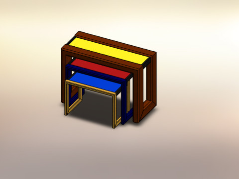 Collection of 3 tables different color each 3D Model