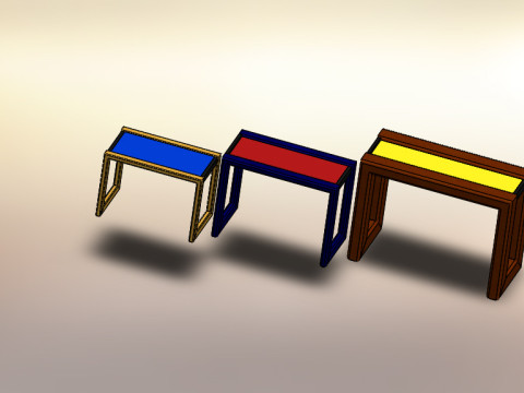Collection of 3 tables different color each Model 3D