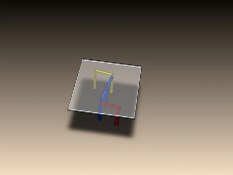 Szklany st&oacute;ł w kształcie litery Z Model 3D