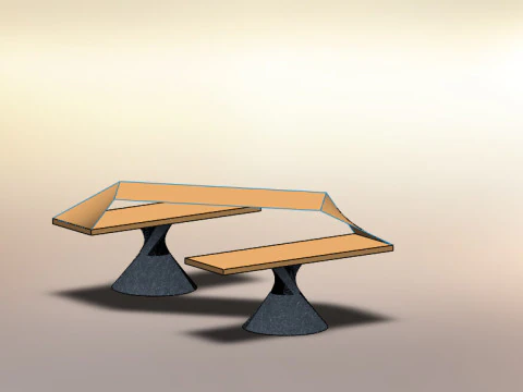 Skręcony projekt ławki Model 3D