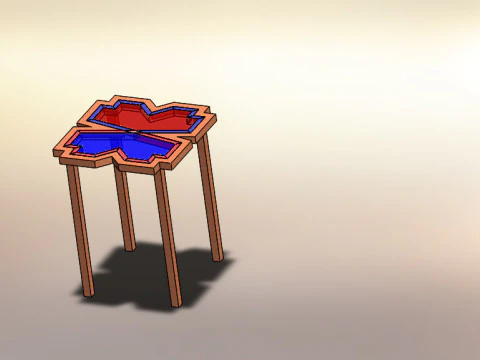 Szklany stolik w kształcie kwiatka Model 3D