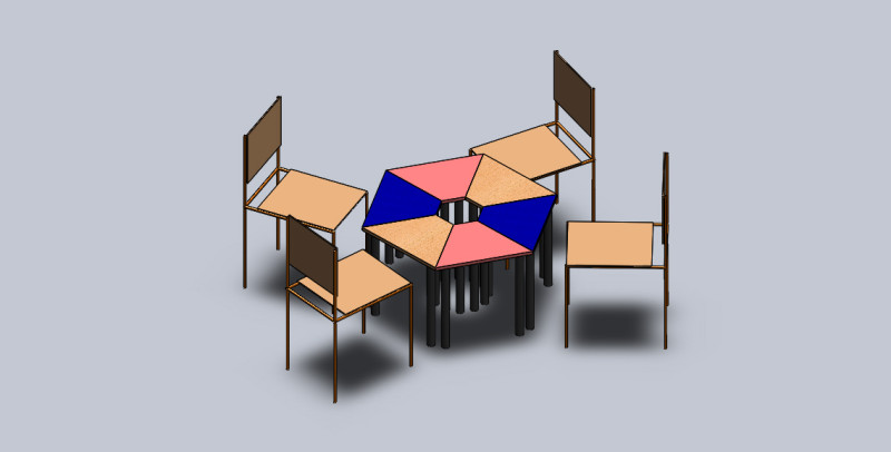Ruenion table with chairs 3D Model .c4d .max .obj .3ds .fbx .stl .blend 