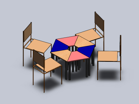 Ruenion table with chairs 3D मॉडल