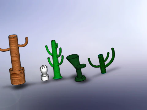 Collection of 5 decorative plants 3D Model