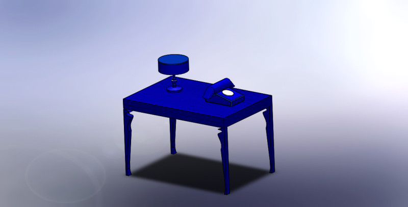 Blue table with items 3D Model .c4d .max .obj .3ds .fbx .stl .blend 