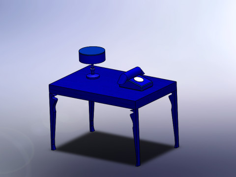 Blue table with items 3Dモデル