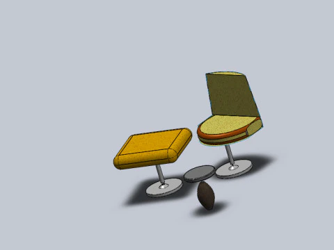 3 elementy 2 krzesła i 1 stolik kawowy Model 3D