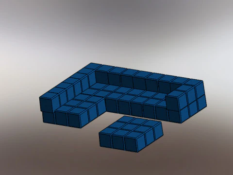 Dwuelementowa kanapa w kształcie Lego Model 3D