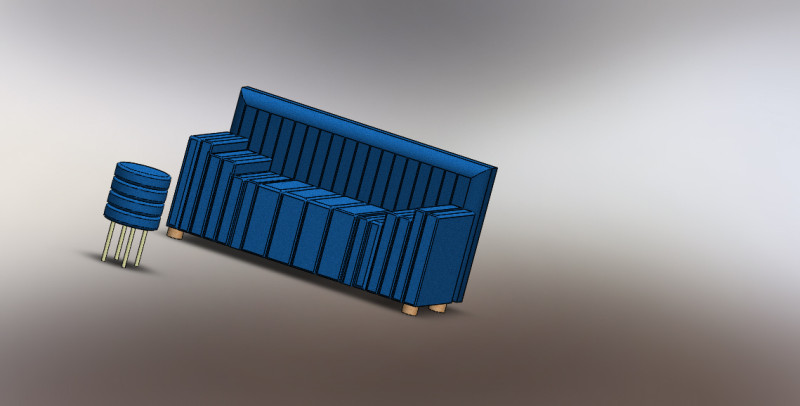 2 elements blue couch coffee table 3D Model .c4d .max .obj .3ds .fbx .stl .blend 