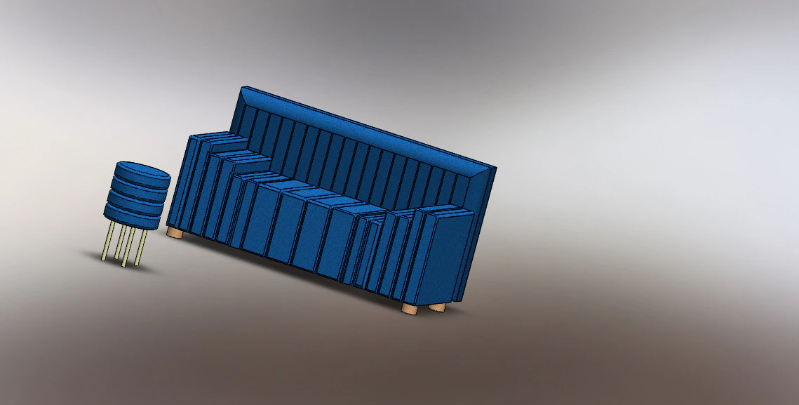 Mesa de centro sof&aacute; 2 elementos azul Modelo 3D .c4d .max .obj .3ds .fbx .stl .blend 