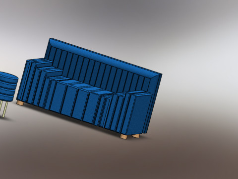2 elements blue couch coffee table 3D मॉडल