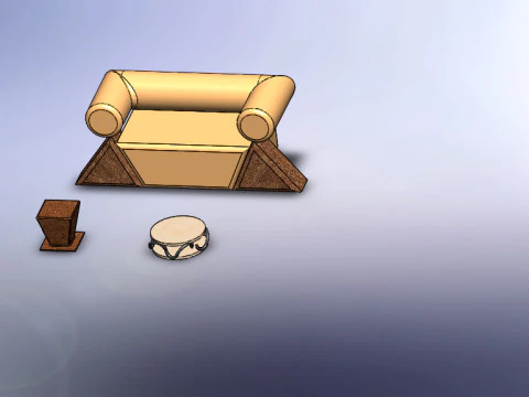 Kanapa 2 dekoracyjne stoły Model 3D