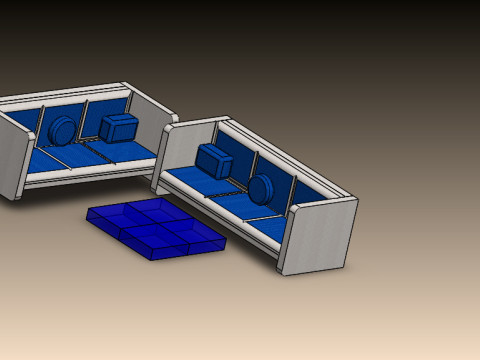 2 couches and coffe tables 3D Model