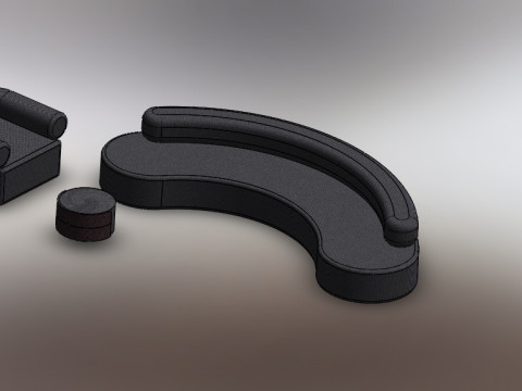 3 elements couch and sofa and coffee table 3D 모델