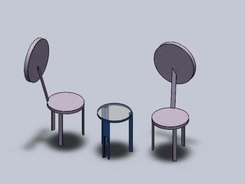 2 small chair and coffee table 3D Модель