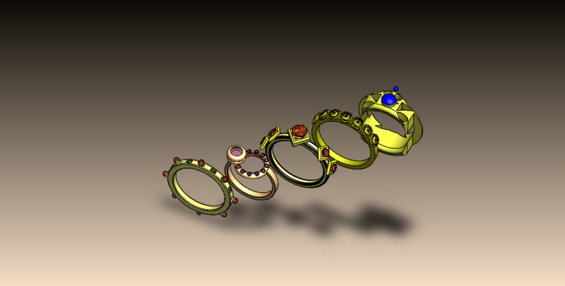 Collection pack of 5 rings Modèle 3D .c4d .max .obj .3ds .fbx .stl .blend 