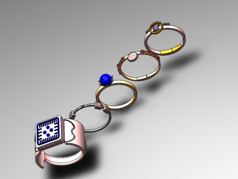 Pack collection of 5 rings 3D 模型