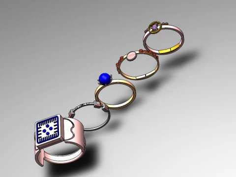 Pack collection of 5 rings 3D Model