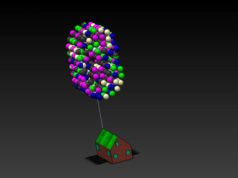 Dom z balon&oacute;w w g&oacute;rę Model 3D