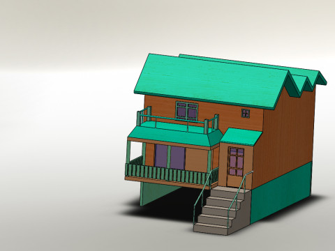 Wood house design 3D मॉडल