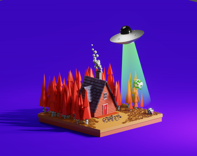 Alien abduction Model 3D .c4d .max .obj .3ds .fbx .stl .blend 