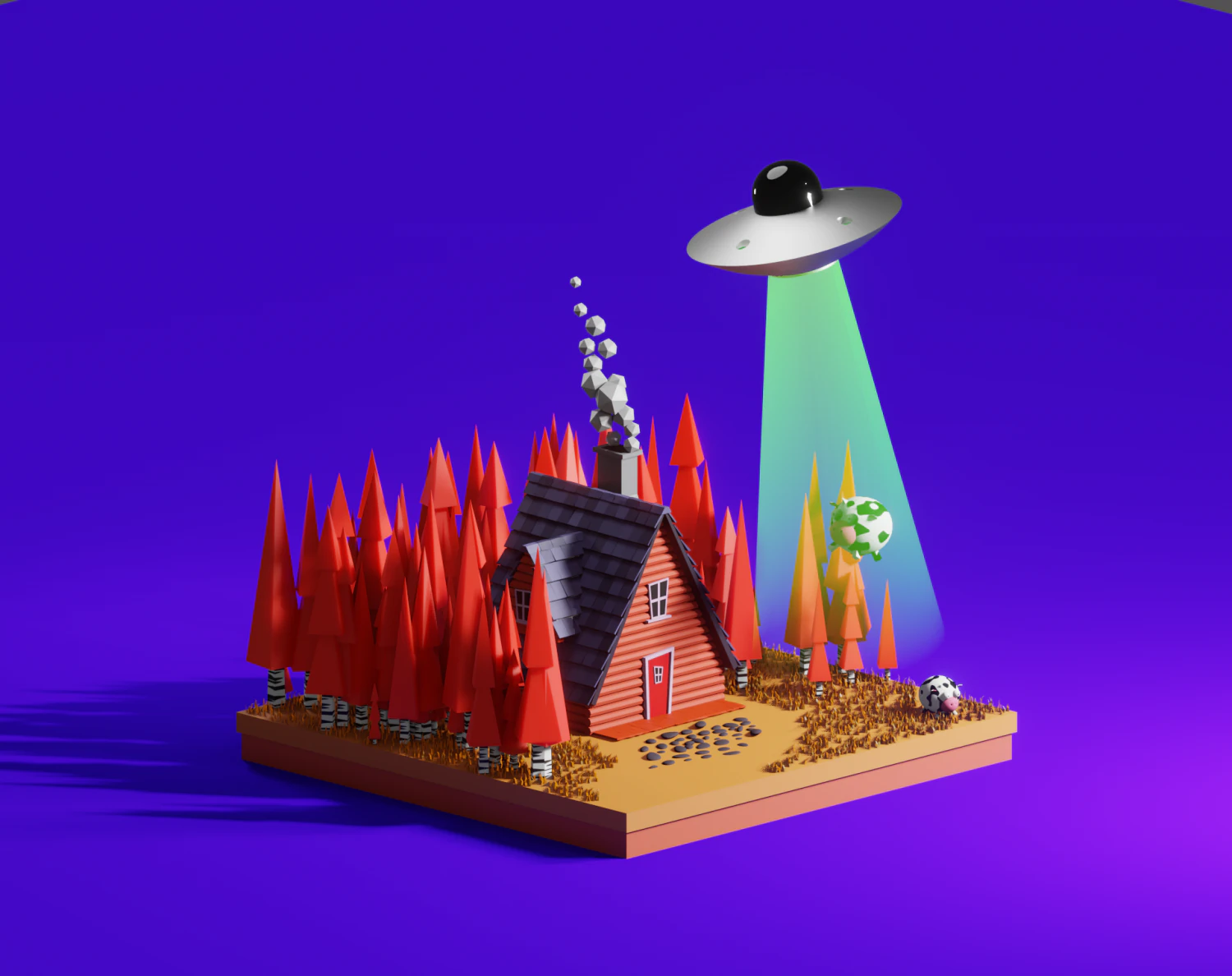 Alien abduction 3D Model .c4d .max .obj .3ds .fbx .stl .blend 