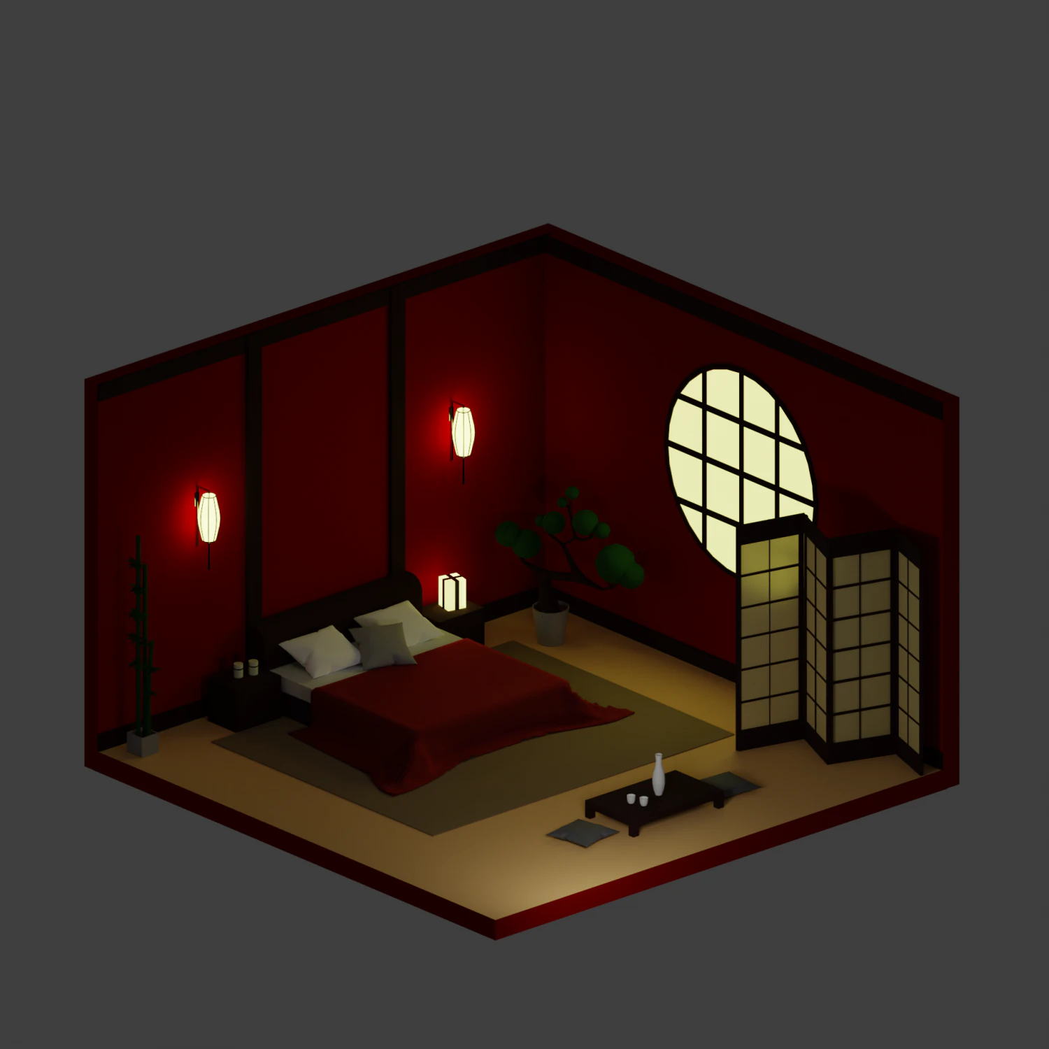 Japanese bedroom 3D Model .c4d .max .obj .3ds .fbx .stl .blend 