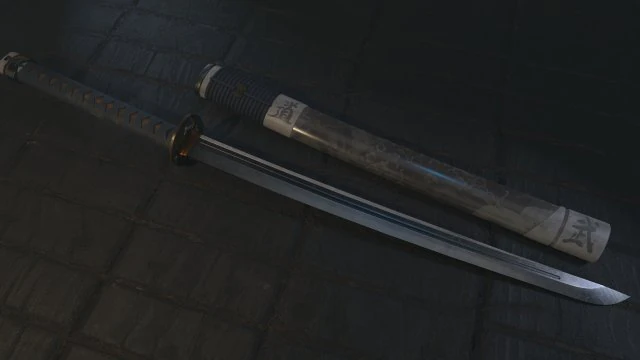 Espada japonesa Wakidzashi Modelo listo para el juego Modelo 3D .c4d .max .obj .3ds .fbx .stl .blend 