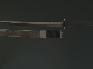 Wakidzashi Japan sword Game ready model Modelo 3D