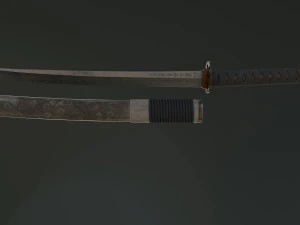 Espada japonesa Wakidzashi Modelo listo para el juego Modelo 3D