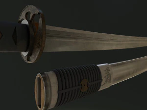 Espada japonesa Wakidzashi Modelo listo para el juego Modelo 3D