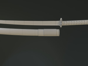 Wakidzashi Japan sword Game ready model Modelo 3D