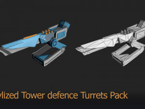 Low poly Stylized turrets Pack 3D मॉडल