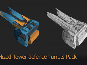 Low poly Stylized turrets Pack 3D मॉडल