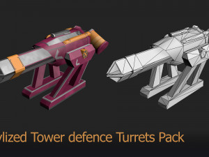 Low poly Stylized turrets Pack 3D मॉडल