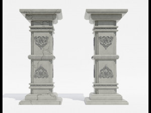 Gothic Pillars - Concrete Concrete Cracked Modelo 3D