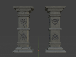 Gothic Pillars - Concrete Concrete Cracked Model 3D