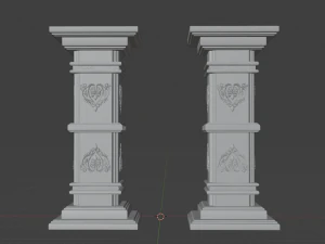 Gothic Pillars - Concrete Concrete Cracked 3D Model