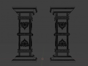Gothic Pillars - Concrete Concrete Cracked Model 3D