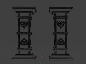 Gothic Pillars - Concrete Concrete Cracked 3D Model
