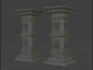 Gothic Pillars - Concrete Concrete Cracked Model 3D