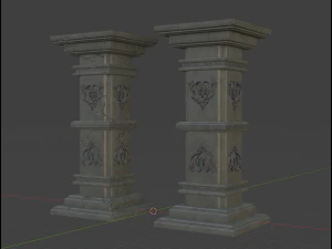 Gothic Pillars - Concrete Concrete Cracked 3D Model