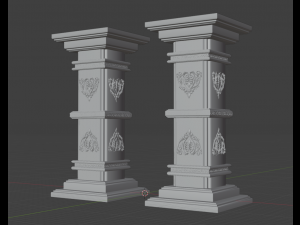 Gothic Pillars - Concrete Concrete Cracked Model 3D