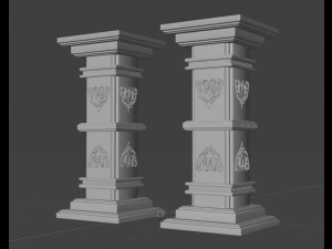Gothic Pillars - Concrete Concrete Cracked 3D Model