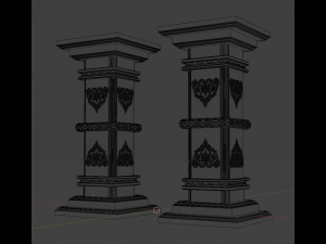 Gothic Pillars - Concrete Concrete Cracked Model 3D