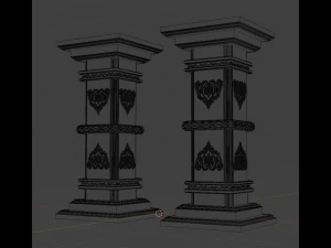 Gothic Pillars - Concrete Concrete Cracked 3D Model